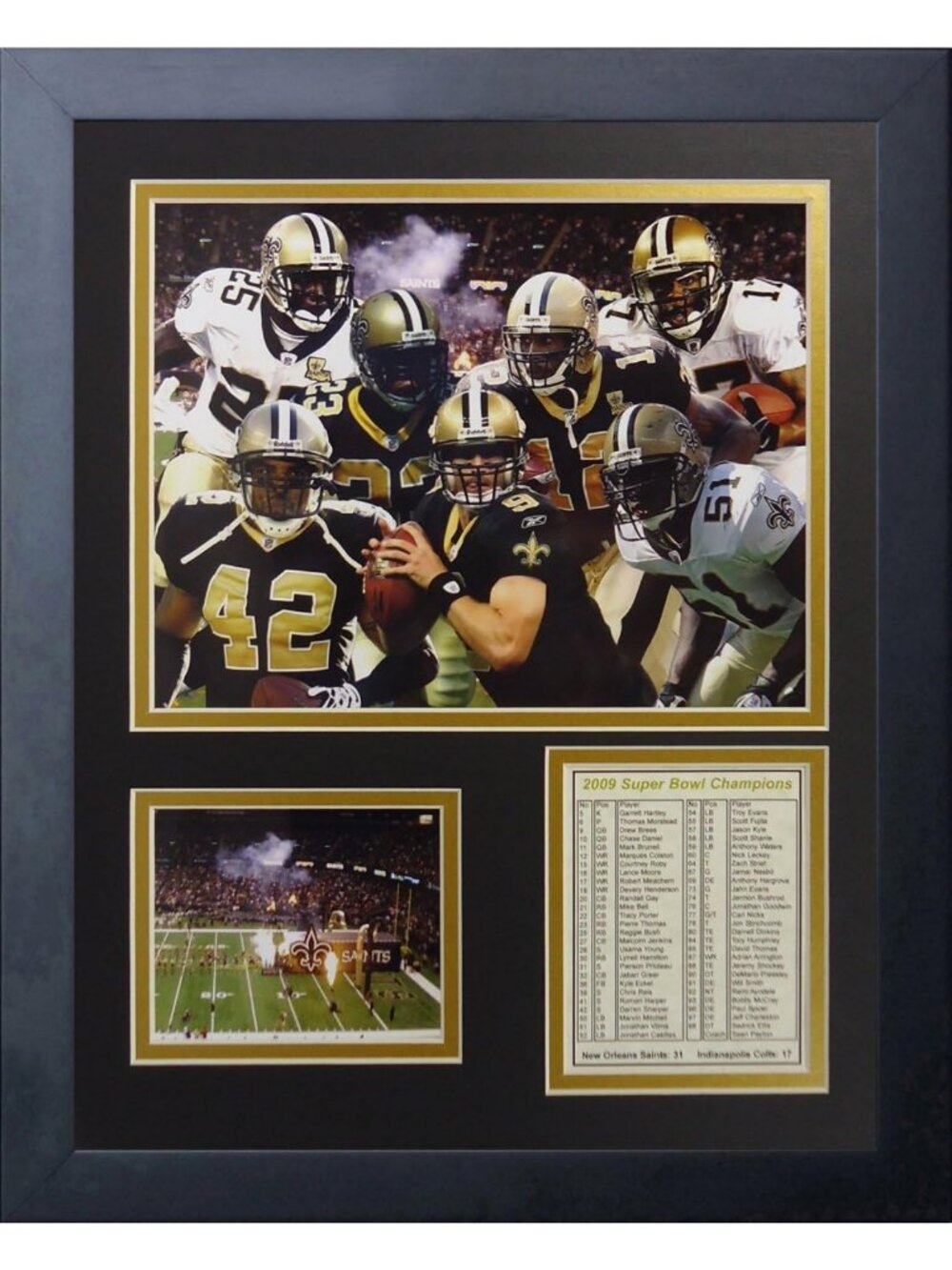 New Orleans Saints 2009 Champions Framed Photo Collage - 11x14 Inch Sports Art